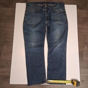 Mens Silver Jeans Co. blue denim jeans detailed back pockets baggy fit boot cut